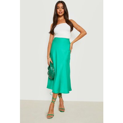 Womens Satin Bias Midaxi Skirt - Green - 8, Green