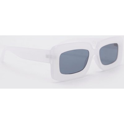 Mens White Deep Set Rectangle Sunglasses, White