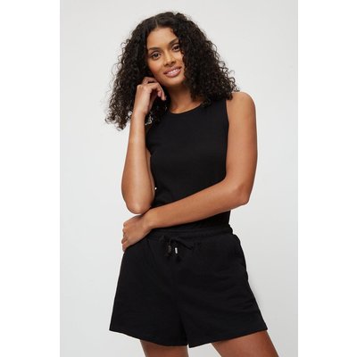 Womens Black Runner Drawstring Shorts