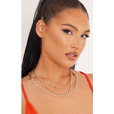 Gold 3 Layered Chain Necklace