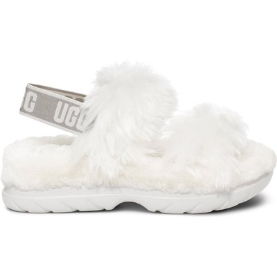 UGG Fluff Sugar Sandal for Women in White, Size 3, Sustainable