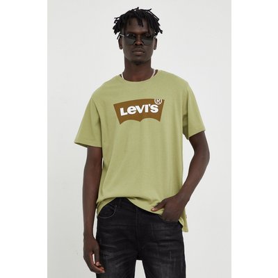 Levi's t-shirt bawełniany kolor zielony z nadrukiem