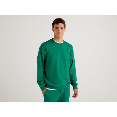 Benetton, 100% Cotton Pullover Sweatshirt, size XL, Green, Men