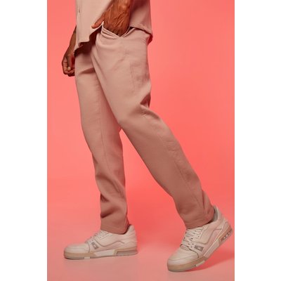 Womens Slim Fit Pleated Trousers - Pink - L, Pink