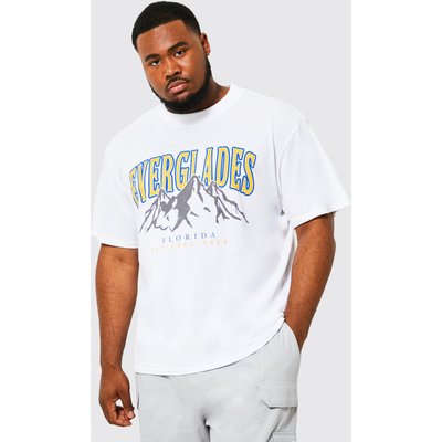 Mens White Plus Oversized Extended Neck Florida T-shirt, White