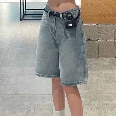 Low Rise Washed Denim Shorts