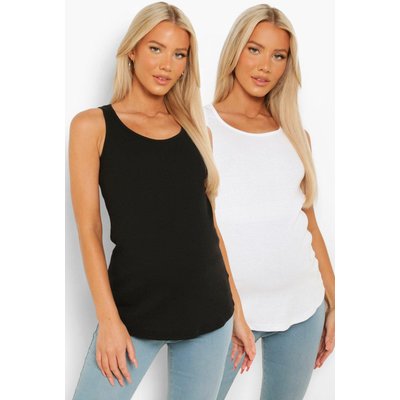 Womens Maternity Rib Scoop Neck Vest 2 Pack - Grey - 16, Grey