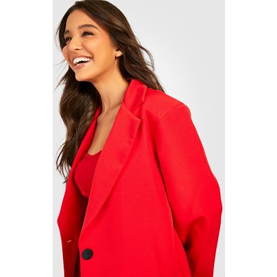 Womens Contrast Button Tailored Blazer - 12, Red