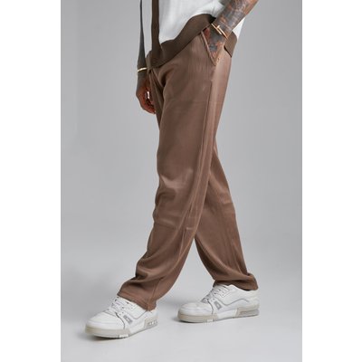 Mens Beige Wide Leg Pleated Jogger, Beige