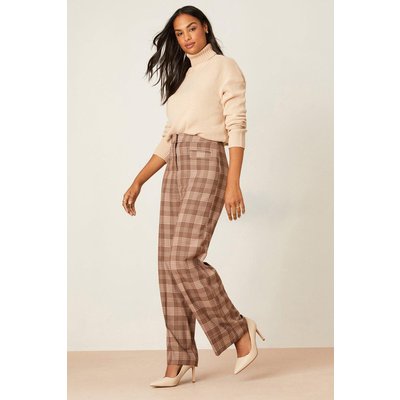 Womens Check Welt Pocket Wide Leg Trousers