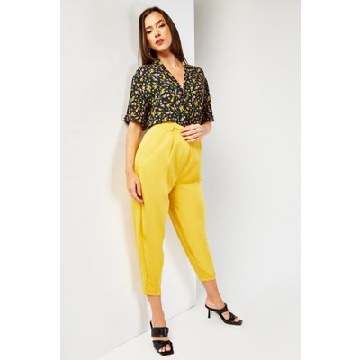 High Waist Plain Tapered Trousers