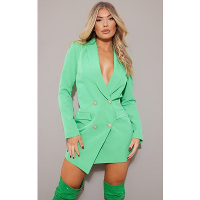 Green Gold Button Blazer Dress