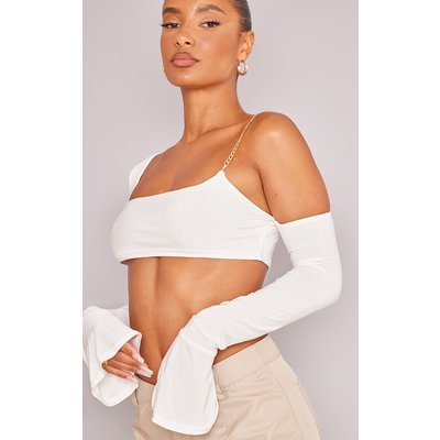 White Slinky Chain Strap Crop Top