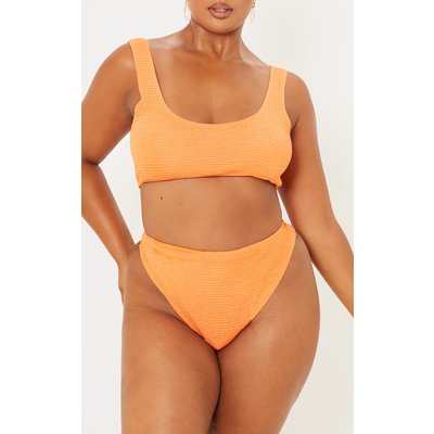 Plus Orange Crinkle High Waisted Bikini Bottoms