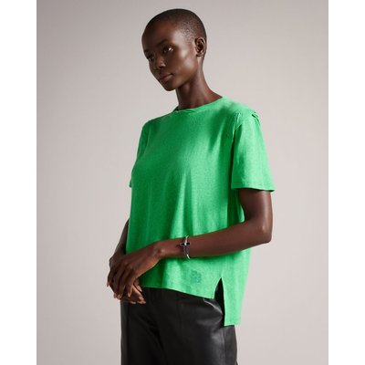 Ted Baker T-Shirt With Twisted Neck And Shoulder Detail in Green VENESIA, Women's Clothing