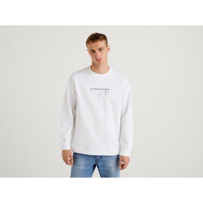 Benetton, Hoodie With Drawstring At The Bottom, size XXXL, White, Men