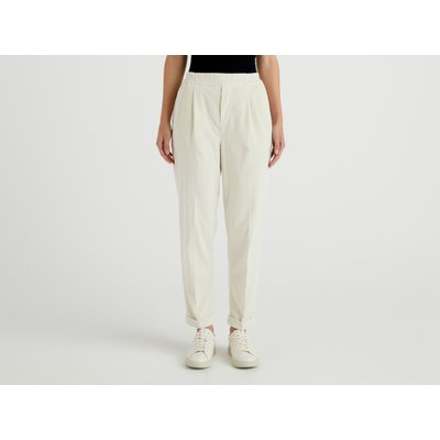 Benetton, Chinos In Velvet With Stretch Waist, size XS, White, Women