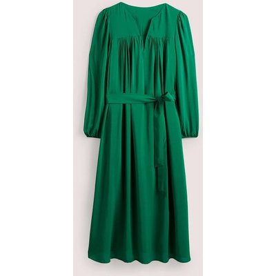 Gathered Yoke Midi Dress Green Women Boden, Forest Green