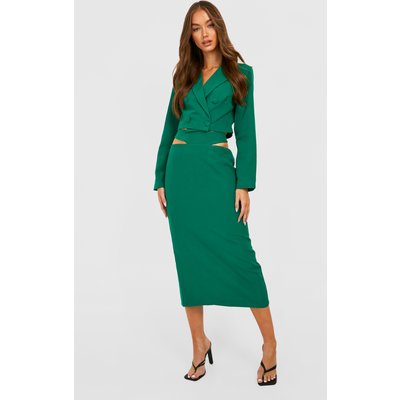 Womens Cut Waist Tailored Midaxi Skirt - Green - 16, Green