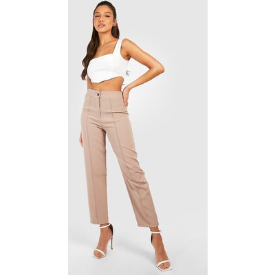 Womens Woven Tapered High Waisted Trousers - Beige - 14, Beige