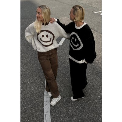 Lisa & Lena for NA-KD Smiley Pattern Sweater - Brown,Multicolor