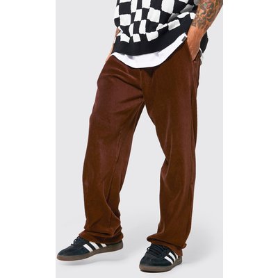 Men's Oversized Heavyweight Ribbed Velour Jogger - Brown - M, Brown