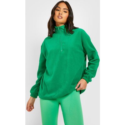 Womens Polar Fleece Half Zip Jumper - Green - M, Green