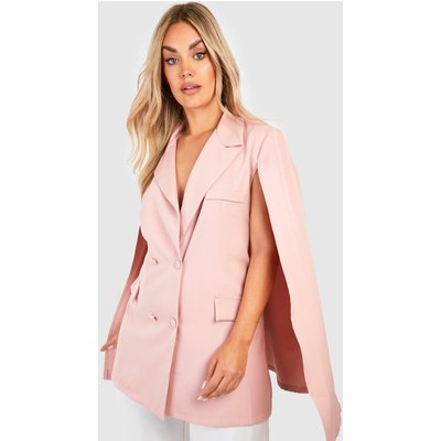 Womens Plus Cape Detail Double Breasted Blazer - Pink - 24, Pink