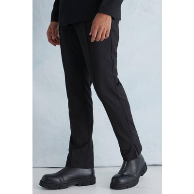 Mens Black Slim Fit Zip Hem And Pocket Suit Trousers, Black