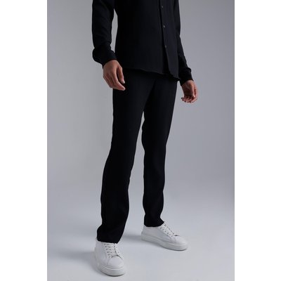 Mens Black Tall Slim Fit Pleated Trouser, Black