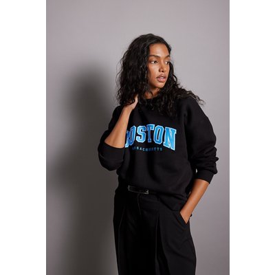 NA-KD Boston City Print Sweatshirt - Black