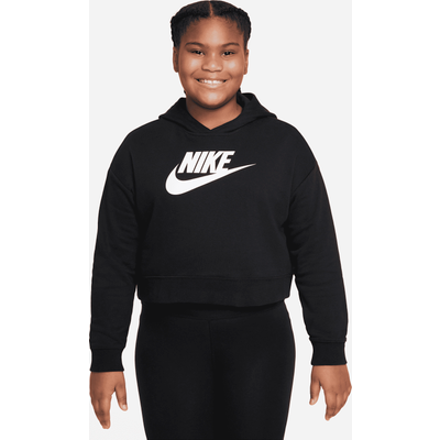 Nike Sportswear Club Older Kids' (Girls') French Terry Cropped Hoodie (Extended Size) - Black