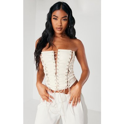 Cream Faux Leather Multi Lace Up Corset