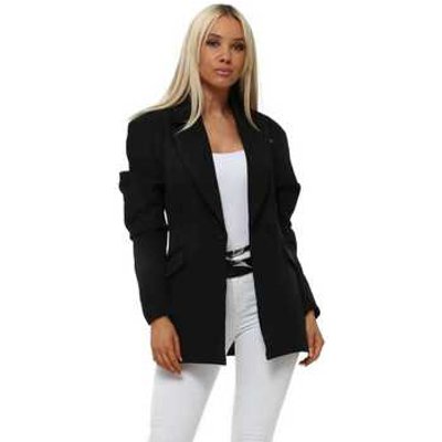 J Pom  Black Ruched Statement Sleeve Jacket  women's Jacket in Black. Sizes available:EU S,EU M,EU L