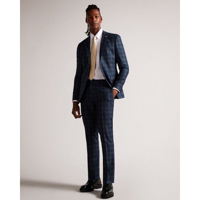 Ted Baker Check Slim Fit Trousers in Navy IRISTS, Men's Clothing