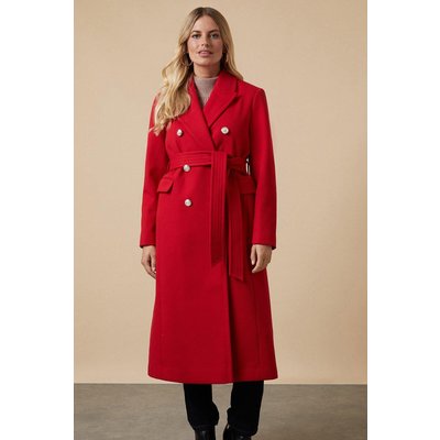 Womens Petite Twill Belted Wrap Coat