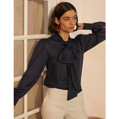 Rosaline Silk Blouse Navy Women Boden