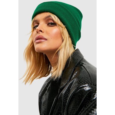 Womens Basic Green Beanie - One Size, Green