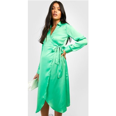 Womens Maternity Wrap Midi Dress - Green - 16, Green