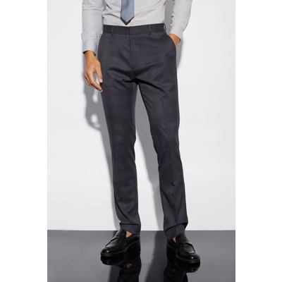 Men's Tall Slim Fit Check Tailored Trouser - Grey - 30, Grey