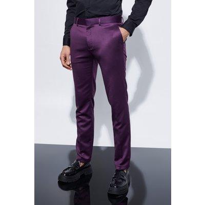 Men's Skinny Satin Suit Trousers - Purple - 32S, Purple