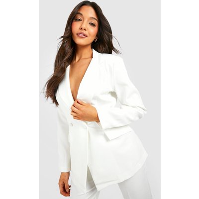 Womens Plunge Tailored Fitted Blazer - White - 16, White