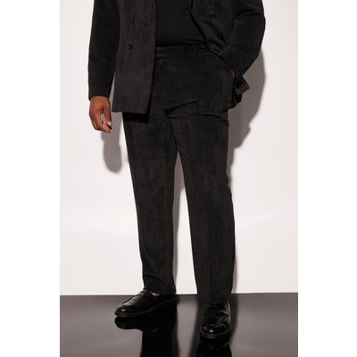 Mens Black Plus Slim Cord Suit Trousers, Black