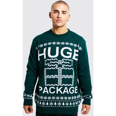 Mens Green Huge Package Christmas Jumper, Green