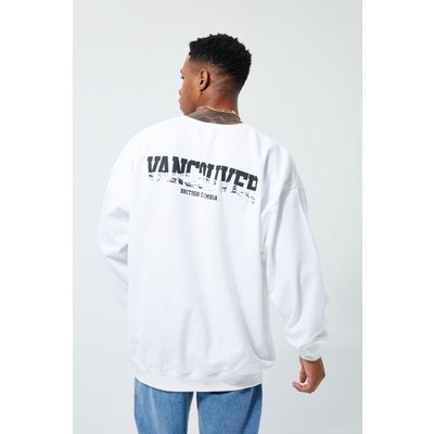 Mens White Oversized Vancouver Slogan Sweatshirt, White