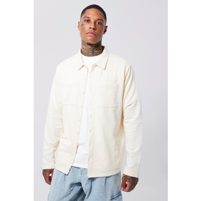 Mens Cream Jersey Overshirt, Cream