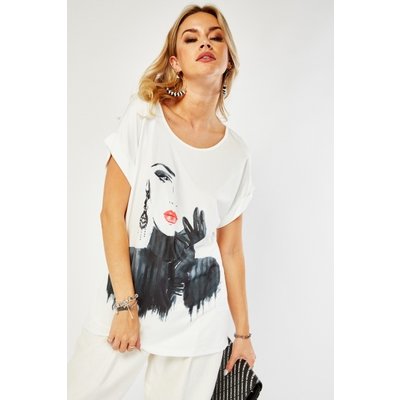 Rolled Sleeve Printed Top