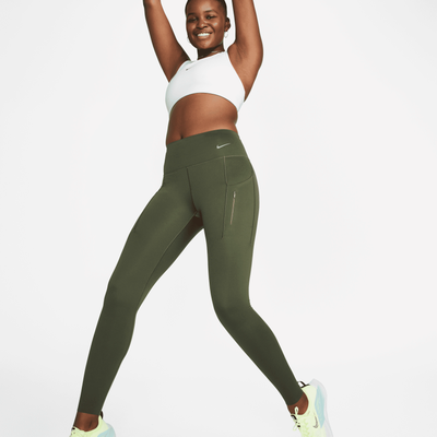 Nike Go Women's Firm-Support Mid-Rise Full-Length Leggings with Pockets - Green