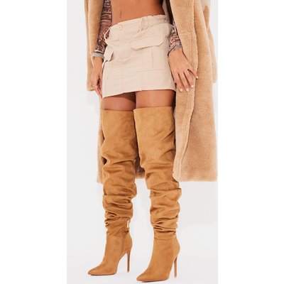 Sand Point Toe Over The Knee High Heeled Boots