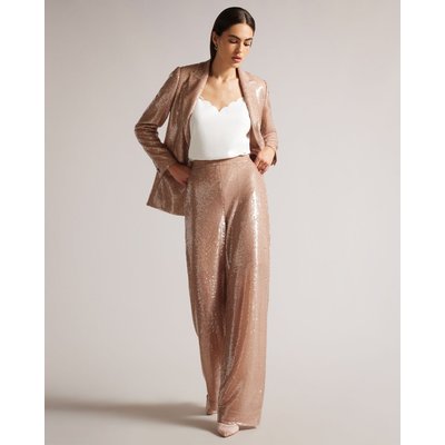 Ted Baker Women's Matte Sequin Wide Leg Trouser in Pink, Milleit